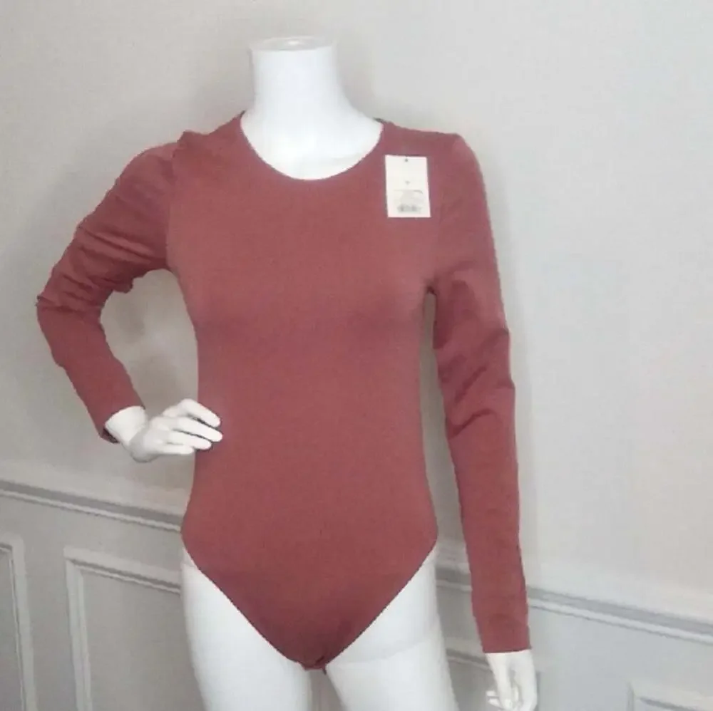 NWT Womens A New Day Rust Colored Long Sleeve Body Suit Bodysuit Size M